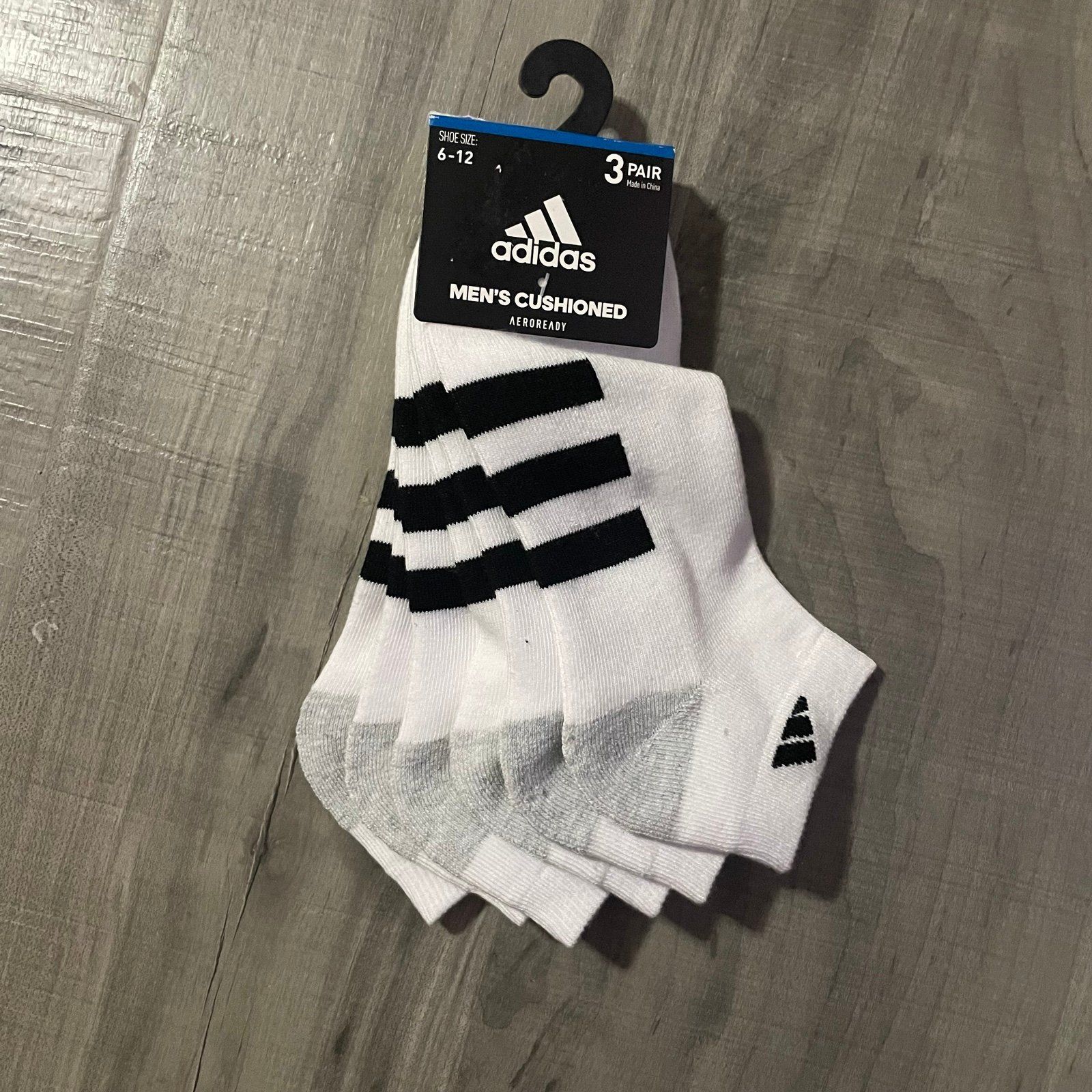 New Adidas Aeroready Mens 3 Pair Cushioned Low Cut Cushioned Socks